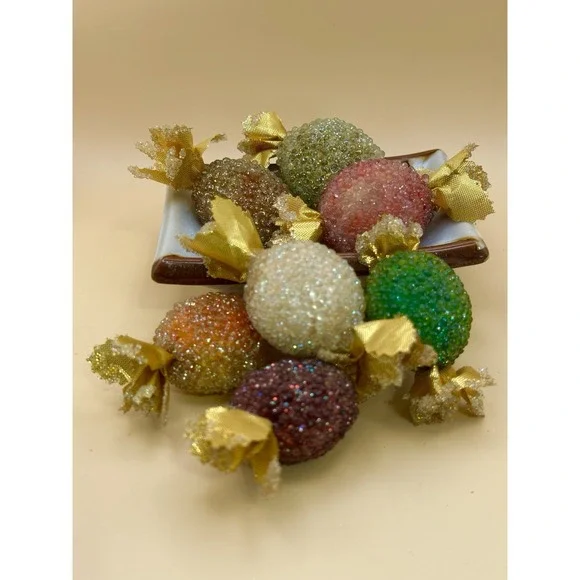 VTG Beaded Candy Pieces Faux Sugared W/ Gold Wrapper MCM Lot of 14 RARE - Picture 3 of 8